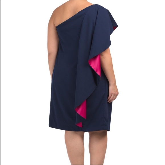 NWT CARMEN MARC VALVO OVERLAY ONE
SHOULDER DRESS - Picture 2 of 2